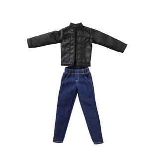 现货1/12兵人衣服女生TBL素体现代6寸机娘手办洗水牛仔裤超薄皮衣