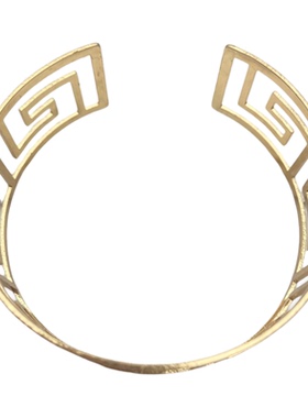 欧美风金色开口镂空几何手镯女