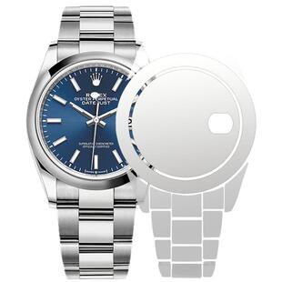 贴坏换新]专用于劳力士m126200日志型36光圈板链表扣膜保护膜贴膜星期日历表膜软膜表链表带后膜表耳侧边修复