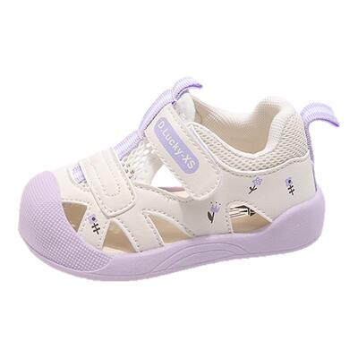 女宝宝凉鞋夏季1一3岁-0小童机能婴儿学步鞋防滑软底包头男童鞋子