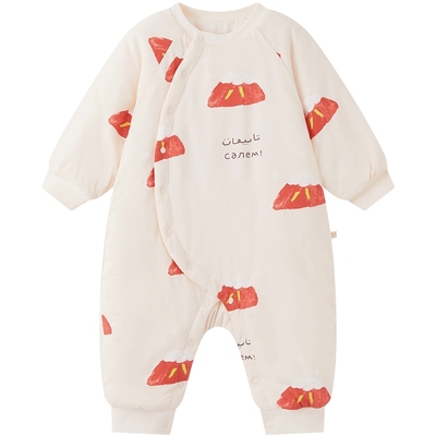 papa冬季宝宝连体衣夹棉爬服