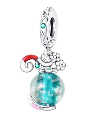 2024新品爆款潘家风格设计绿野青苹果吊坠铜镀s925银串珠吊饰