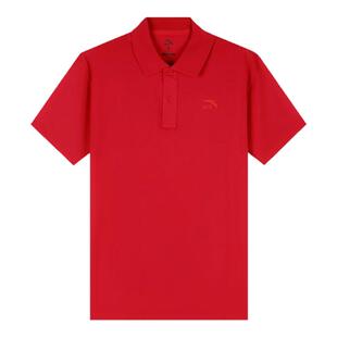 安踏红色工作服polo衫男女款定制短袖t恤夏季新款棉感透气运动服