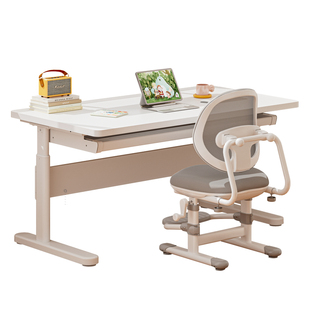 青节儿童学习桌子实木书桌大白桌学生家用可升降课桌青年写字桌椅