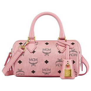 【新年礼物】MCM ELLA 迷你桃花粉波士顿包时尚通勤手提百搭女包