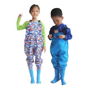 儿童连体下水裤玩水服防水雨裤幼儿园玩沙衣服抓捕鱼小孩水叉雨鞋