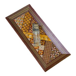 日本寄木细工小托盘木制复古日式珠宝首饰展示盘钥匙收纳玄关摆件