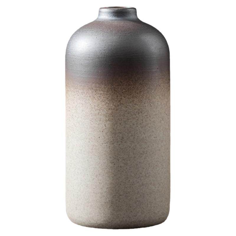 陶粗陶花瓶复古手工日简约花插陶瓷花器茶具摆件水培陶艺小花瓶