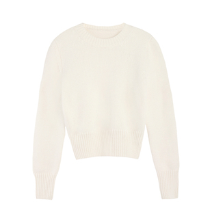 MULVAN 黑色毛衣女冬季圆领宽松外穿收腰短款套头针织衫上衣