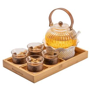 温茶玻璃茶具套装家用下午茶花茶壶水果茶具蜡烛台煮茶炉温茶茶壶