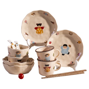 碗碟套装家用2人情侣2026新款二人食可爱餐具釉下彩饭碗陶瓷碗具