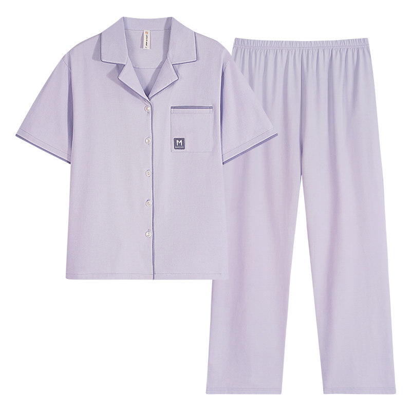 【莱卡棉】睡衣女纯棉短袖长裤薄款2026年新款大码开衫家居服套装
