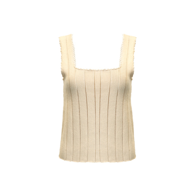 南法棉质复古镂空背心白色蓝色