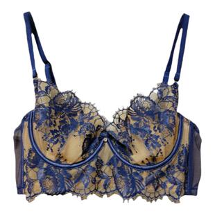 法式性感蕾丝内衣女超薄款大胸显小收副乳软钢圈聚拢文胸罩套装BC