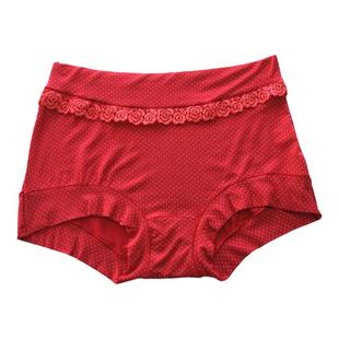 曼丽妃加大版女内裤中年高腰竹纤维花边薄款柔软舒适三角裤8105