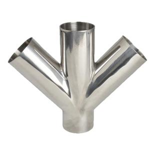 304不锈钢卫生级Y型斜四通镜面异形管件叉形四通焊接水管接头