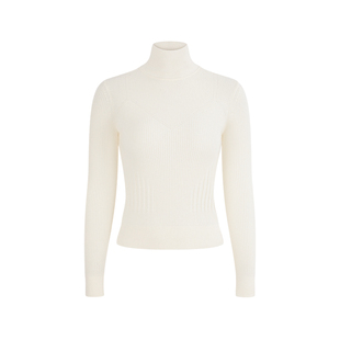 MARYLING玛俪琳2025秋季新品高领白色羊绒针织套头衫A1FGW03420