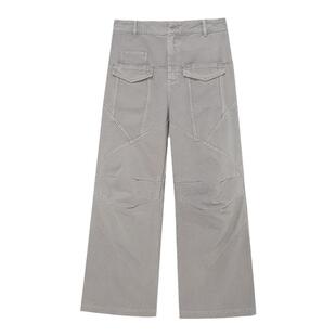 【WMWM】女装高级流行设计款时尚复古运动学院解构微喇直筒牛仔裤