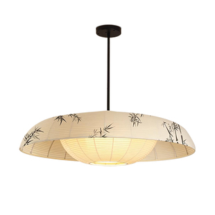 宋氏美学布艺圆形吊灯中式客厅卧室餐厅民宿茶室书房主卧灯侘寂风