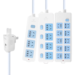 公牛插座两项插头插线板两孔2脚插排家用插板带线1/2/3/5米拖线板