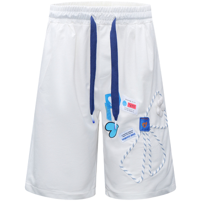 oversize休闲运动刺绣五分裤子