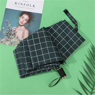 九合板金柄经典 方格黑胶雨伞太阳伞防系防晒遮阳伞紫外线森学生