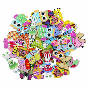 天然木质纽扣可爱卡通动物木扣子两眼纽扣儿童手工材料毛衣纽扣