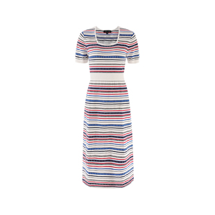 MARYLING玛俪琳夏季青蓝方领条纹针织连衣裙A1CCW04490