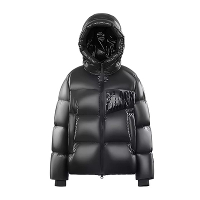 黑金连帽加厚羽绒服男女户外