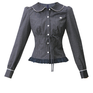 【现货】易碎商店·蔷屿未央 学院风格子衬衫长袖上衣半身裙套装