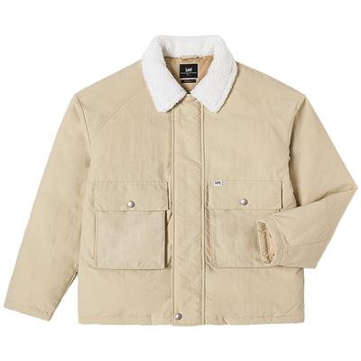 Lee仿羊羔绒领拼接男羽绒服