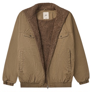 GWIT 美式复古Vintage加绒夹克冬季保暖棉服加厚羊羔毛工装外套男