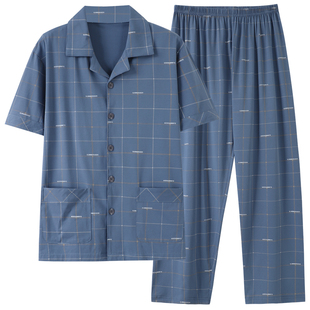 睡衣男士夏季纯棉短袖长裤薄款夏天2025年新款男款大码夏款家居服