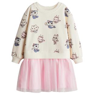 【三丽鸥系列】HM童装儿童女童裙子hello kitty薄纱卫衣裙1305485