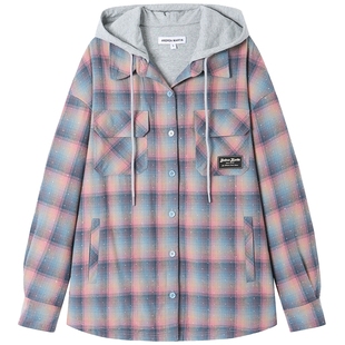 【丁程鑫同款】ANDREA MARTIN秋冬新款假两件衬衫连帽中性风外套