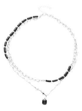 双层叠戴拼接项链男小众轻奢