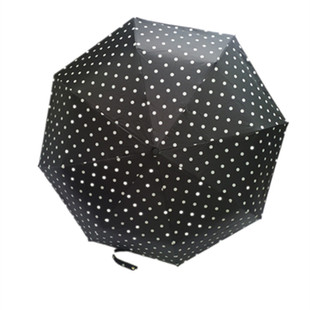 法式经典黑白波点折叠太阳伞小弯钩便携抗风弯柄防晒遮阳晴雨伞女