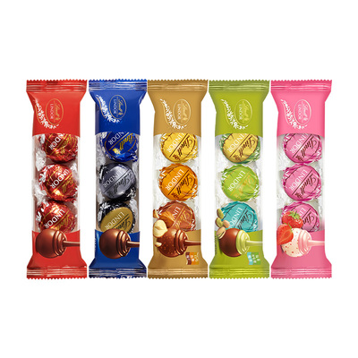 【自营】Lindt瑞士莲软心精选黑巧克力随享3粒36g*5零食分享便携