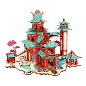 立体拼图3d木质拼装模型古风建筑儿童益智玩具成人手工diy玩具