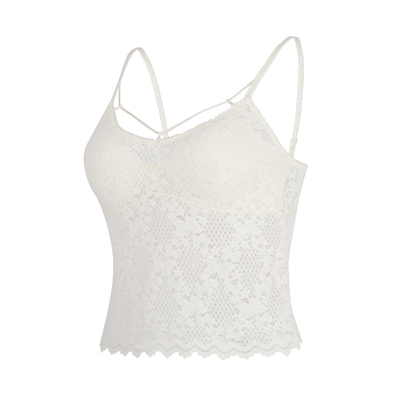 磨毛吊带背心女带胸垫一体式2025新款秋冬内搭性感镂空蕾丝打底衫