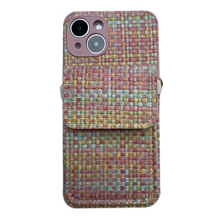 小香风编织纹卡包适用苹果16pro手机壳17promax斜挎iphone13背带式15pro挂绳11女12全包8plus防摔14pro保护套
