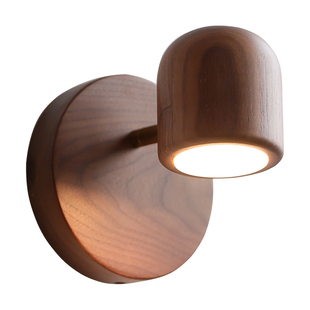 北美黑胡桃木智能壁灯宋代美学卧室床头已接入米家APP350度旋转灯