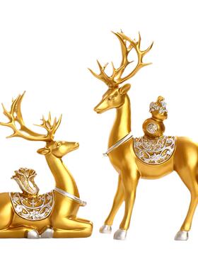 招财福鹿摆件玄关酒柜客厅装饰品