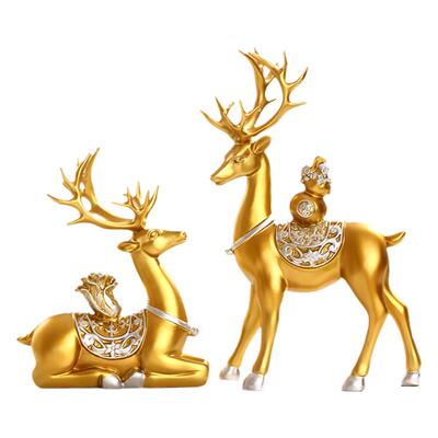 招财福鹿摆件玄关酒柜客厅装饰品