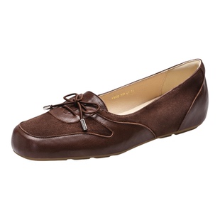 MILLIE'S/妙丽真皮蝴蝶结乐福鞋女平底一脚蹬豆豆鞋轻便休闲单鞋