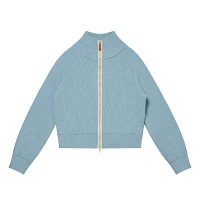 羊毛LLANO学院风翻领拉链宽松