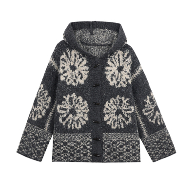 FFBLUE牛角扣费尔岛连帽毛衣