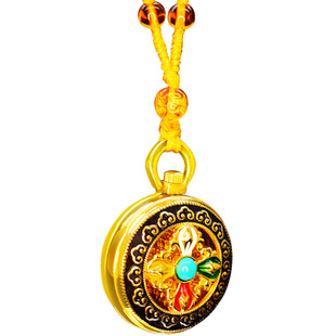 药师佛吊坠药师经挂件药师咒药王菩萨嘎乌盒纯铜十字金刚杵绿松石