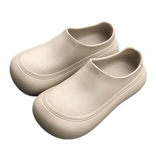 防水大头雨鞋森女春秋时尚防滑外穿短筒厚底懒人一脚蹬包头半拖鞋