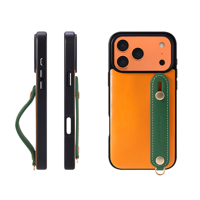 适用于苹果17真皮手机壳支架挂绳
